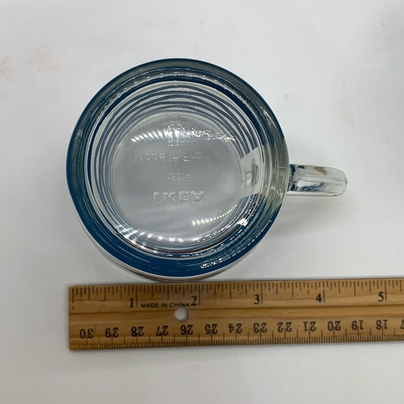 IKEA Glass coffee or tea cups.  Discontinued WAVE design.  Aqua blue! - Picture 7 of 10
